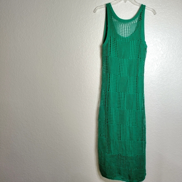 Joie Normandy Open-Knit Cotton Midi Dress Green Sz S - Picture 3 of 10